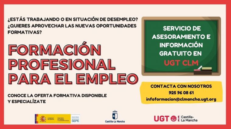 UGT CLM comienza una campaña de asesoramiento y difusión de la oferta de Formación Profesional para el Empleo