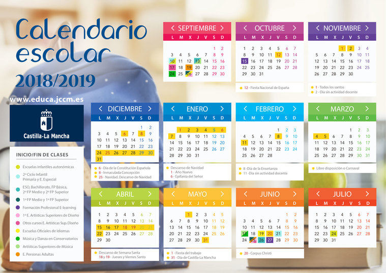 Calendario escolar común para Castilla-La Mancha.